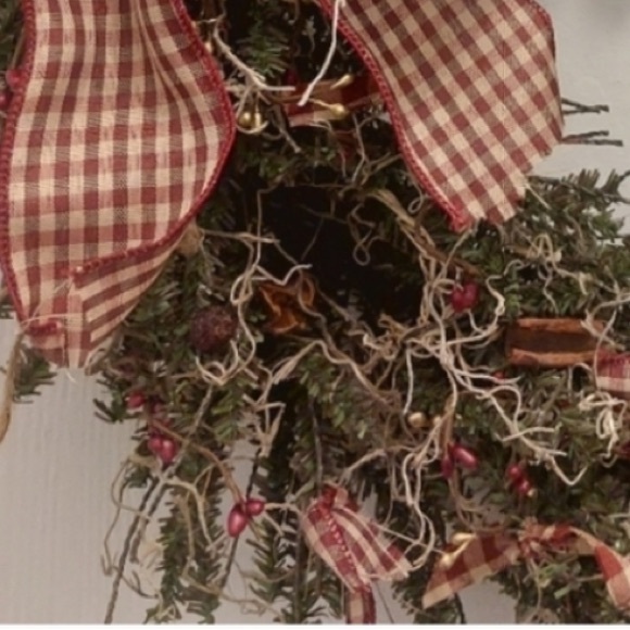 Rustic Primitive TX Holiday Wreath Rustic Stars Plaid Bow CUSTOM Finally Sale - Picture 4 of 4